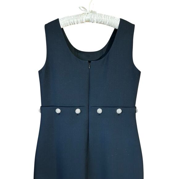 Tory Burch Women’s Black Fremont Midi Rhinestone Buttons Cocktail Dress Size 14 - Picture 9 of 16